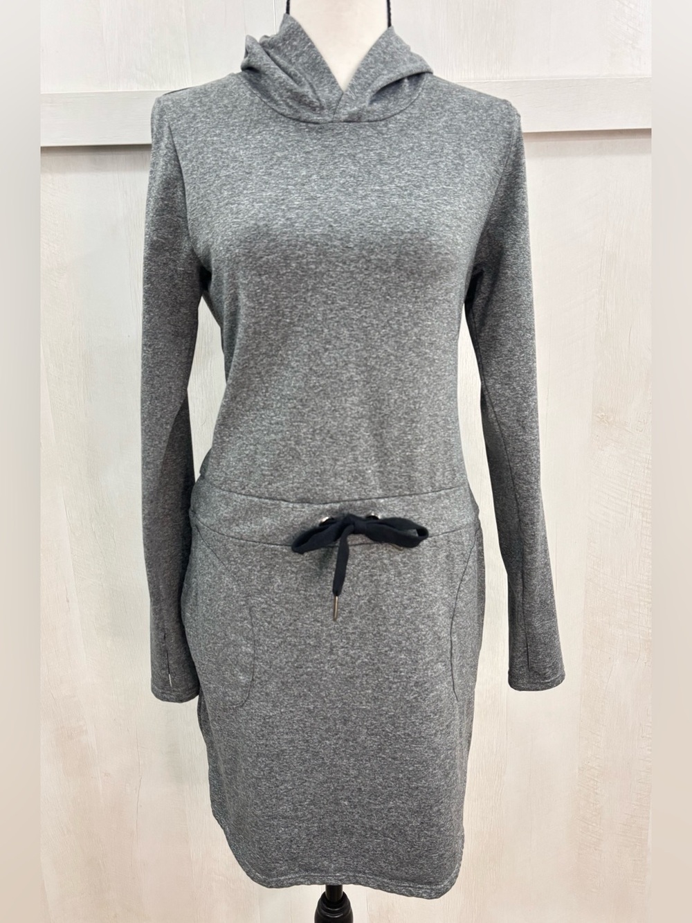 Freedom Trail Kyodan Gray Long Sleeve Hooded Sweatshirt Dress Petite Small